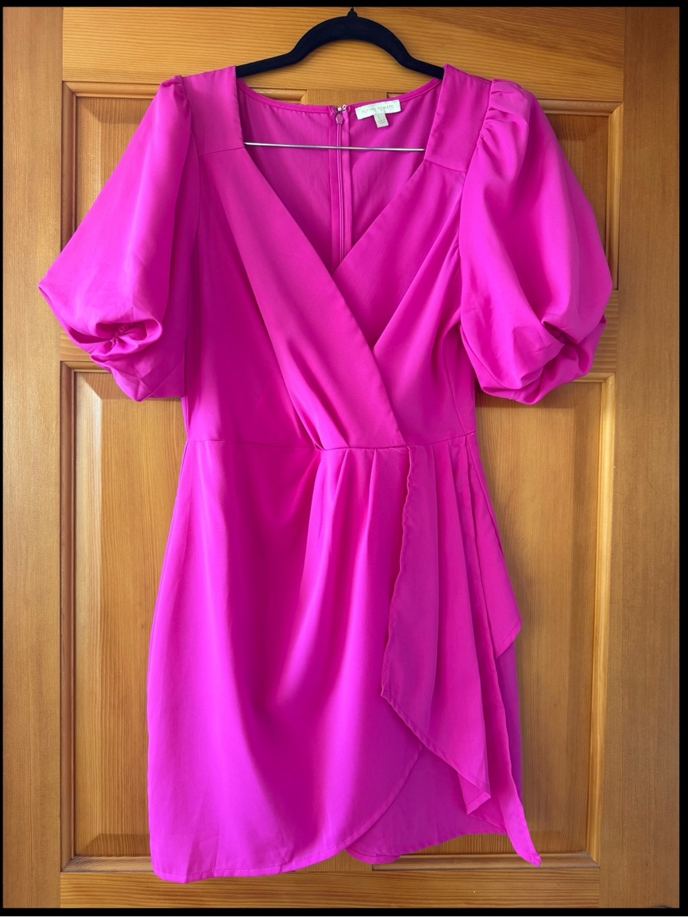 Flying tomato deep magenta dress with puff sleeves